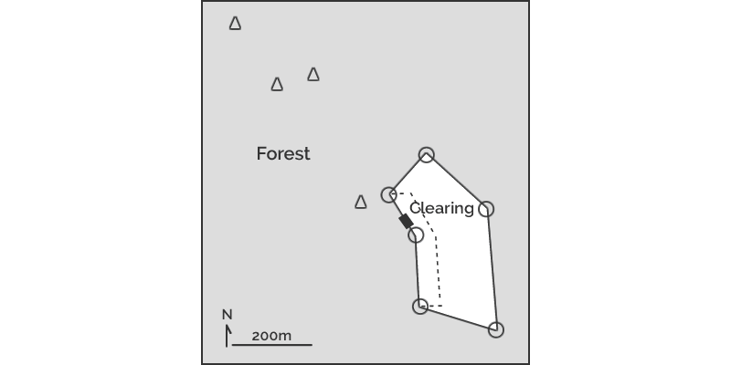 diagram showing positions of acoustic recorders