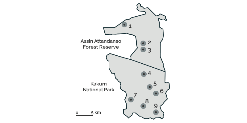 diagram showing positions of acoustic recorders